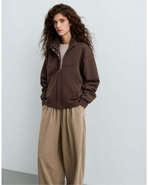 Oysho Cropped Jacket With Modal - Brown