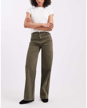 Pieces Selma Jeans A Vita Alta A Gamba Larga Oliva - Multicolore
