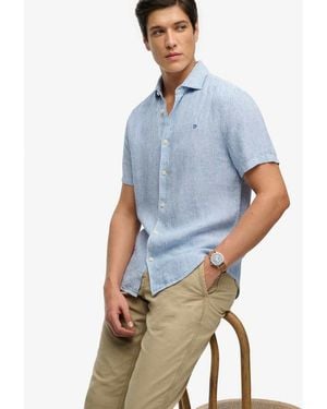 Superdry Riviera Short Sleeve Linen Shirt - Blue
