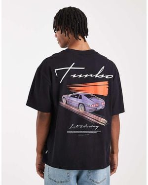 Only & Sons Oversized Fit T-Shirt With Graphic Turbo Print - Black