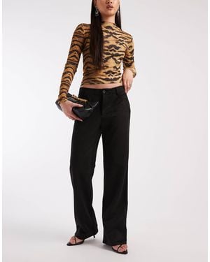 ONLY High Waist Faux Suede Straight Pants - Black