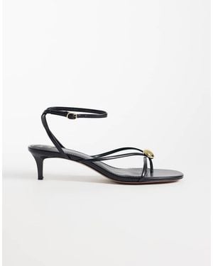 Mango Sandalen Met Bandjes En Hak Met Goudkleurige Afwerking - Wit