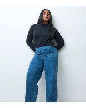 Vero Moda Kayla High Rise Wide Leg Jeans With Pocket Detail - Blue
