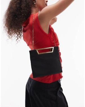 Mango Bolso Clutch Cuadrado De Satén De La Colección Con Kaia Gerber De - Negro