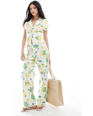 ASOS Wide Leg Boxer Waffle Trousers - White