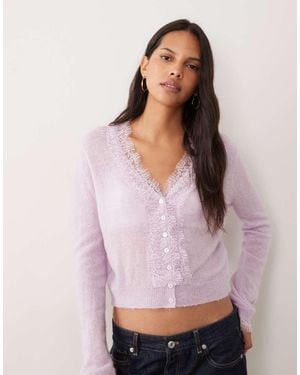 Miss Selfridge Vest Van Wol En Mohair Met Kanten Rand - Paars