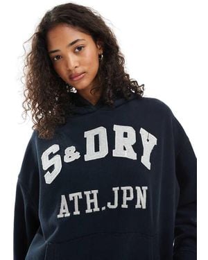 Superdry Athletic Essentials Applique Relaxed Hoodie - Blue