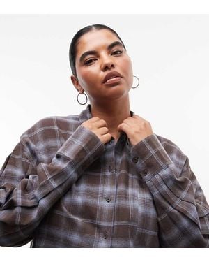 ASOS Asos Design Curve Oversized Geruit Overhemd Met Geborstelde Afwerking - Bruin