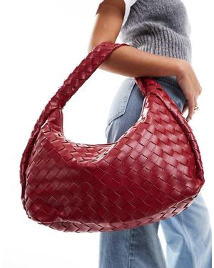 Glamorous Bolso De Hombro Extragrande Con Diseño Entretejido De - Rojo