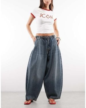 Collusion Xl Jeans Met Ballonpijpen En Elastische Taille - Blauw