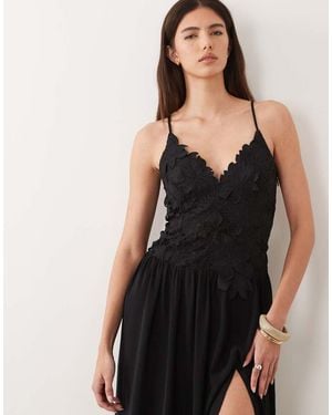 Abercrombie & Fitch Flowy Lace Maxi Dress - Black