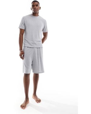 ASOS Loungewear Brushed Rib Set With Boxy T-shirt And Shorts - White