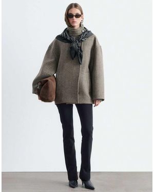 & Other Stories Wool Blend Short Funnel Neck Jacket - Grey