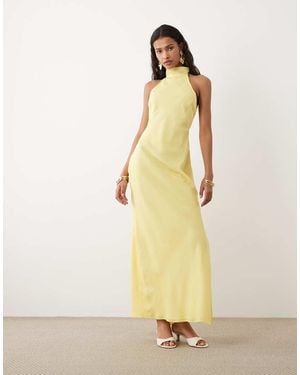 asos graduation dresses Rent Asos Design Pleated Pinny Maxi Dress With Satin Wrap Waist In Blue