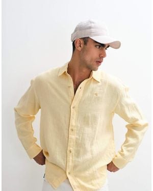 Abercrombie & Fitch 100% Linen Long Sleeve Shirt - Natural