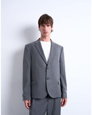 TOPMAN – kastiger relaxed-fit-blazer - Grau
