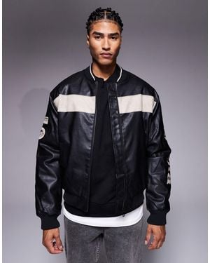 River Island Sport Style Varsity Bomber Jacket - Blue