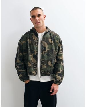 CERNUCCI Camo Ripstop Zip Through Hooded Jacket - Green
