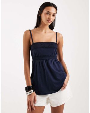 Hollister Lace Trim Babydoll Cami - Blue