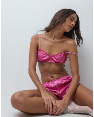 ASOS Albie Satin Scrunch Soft Bra - Pink