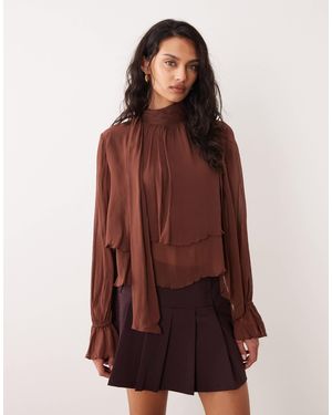 Mango Sleeveless Ruffle Blouse With Scarf Detail - Red