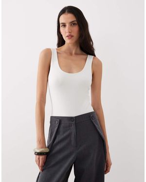 ASOS Body Blanco Ceñido Con Cuello Ancho De Poliamida De