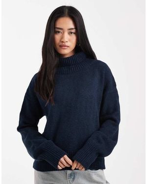 ASOS Knitted Funnel Neck Jumper - Blue