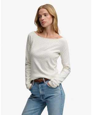 Superdry Bardot-top mit schulterfreiem ausschnitt - Weiß