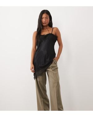 ASOS Petite Tailored Wide Leg Trousers With Pleat Detail - Green