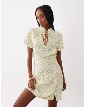 Miss Selfridge Spun Mandarin Mini Dress - Natural