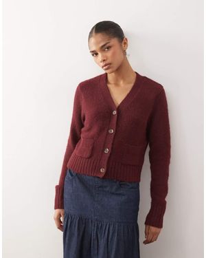 Monki Cárdigan Con Bolsillos Delanteros De -Rojo