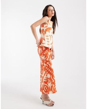 Never Fully Dressed Cairo Dorris Satin Maxi Skirt Co-Ord - White