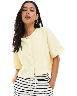 Miss Selfridge Cardigan A Maniche Corte Burro A Coste Con Bottoni - Bianco