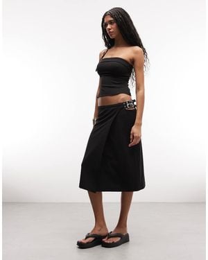 Weekday Midi Rok Met Gesp - Zwart