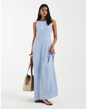 Vero Moda Sleeveless Seam Detail Full Skirt Midi Dress - Blue