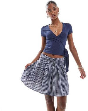 ONLY Geplooide Minirok Met Strikceintuur - Blauw