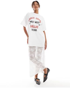 ASOS 2 In 1 T-shirt Midi Lace Dress In With Graphic Print - White