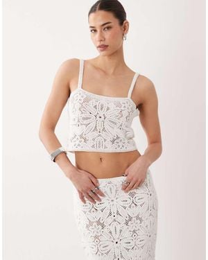 ASOS Crochet Premium Bralet Co-Ord - White