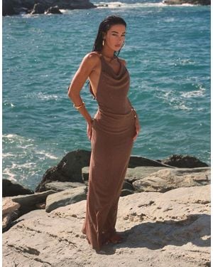 SIMMI Open Back Halter Maxi Dress - Blue