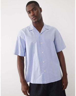 SELECTED 100% Cotton Short Sleeve Shirt - Blue