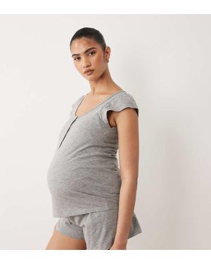 Mama.licious Pijama Gris Claro Jaspeado De Pantalones Cortos Y Top Con Diseño Funcional Para Lactancia De Mamalicious Maternity