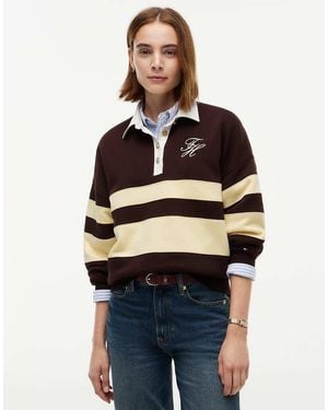 Tommy Hilfiger Tone Button Stripe Rugby Sweatshirt - Blue