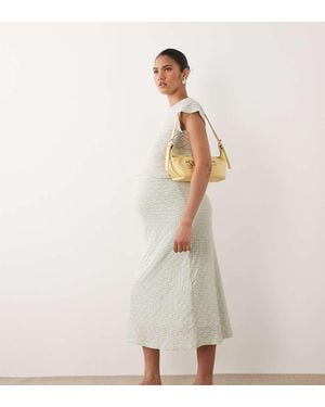 Mama.licious Mamalicious Maternity Jersey Daisy Lace Midi Skirt Co-ord - Natural