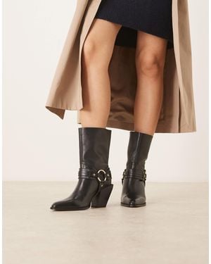 ASOS – elena – ankle-boots im western-design aus leder - Natur