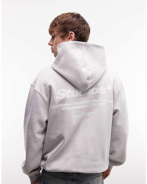 ASOS Relaxed Hoodie With Text Print - Grey