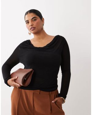 ASOS Asos design curve feinstrick-top mit wasserfallausschnitt - Schwarz