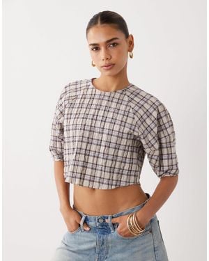 ASOS Cocoon Sleeve Crop Blouse - Gray