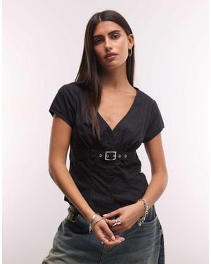 Collusion Fitted Shirt With Buckle Detail - Blue