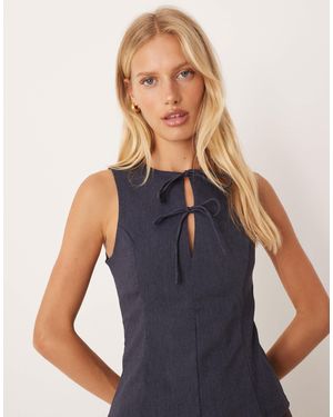 Mango – ärmelloses, vorne gebundenes oberteil - Blau