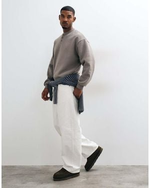 ASOS Essentials Boxy Oversized Sweatshirt With Henley Neck - Grey